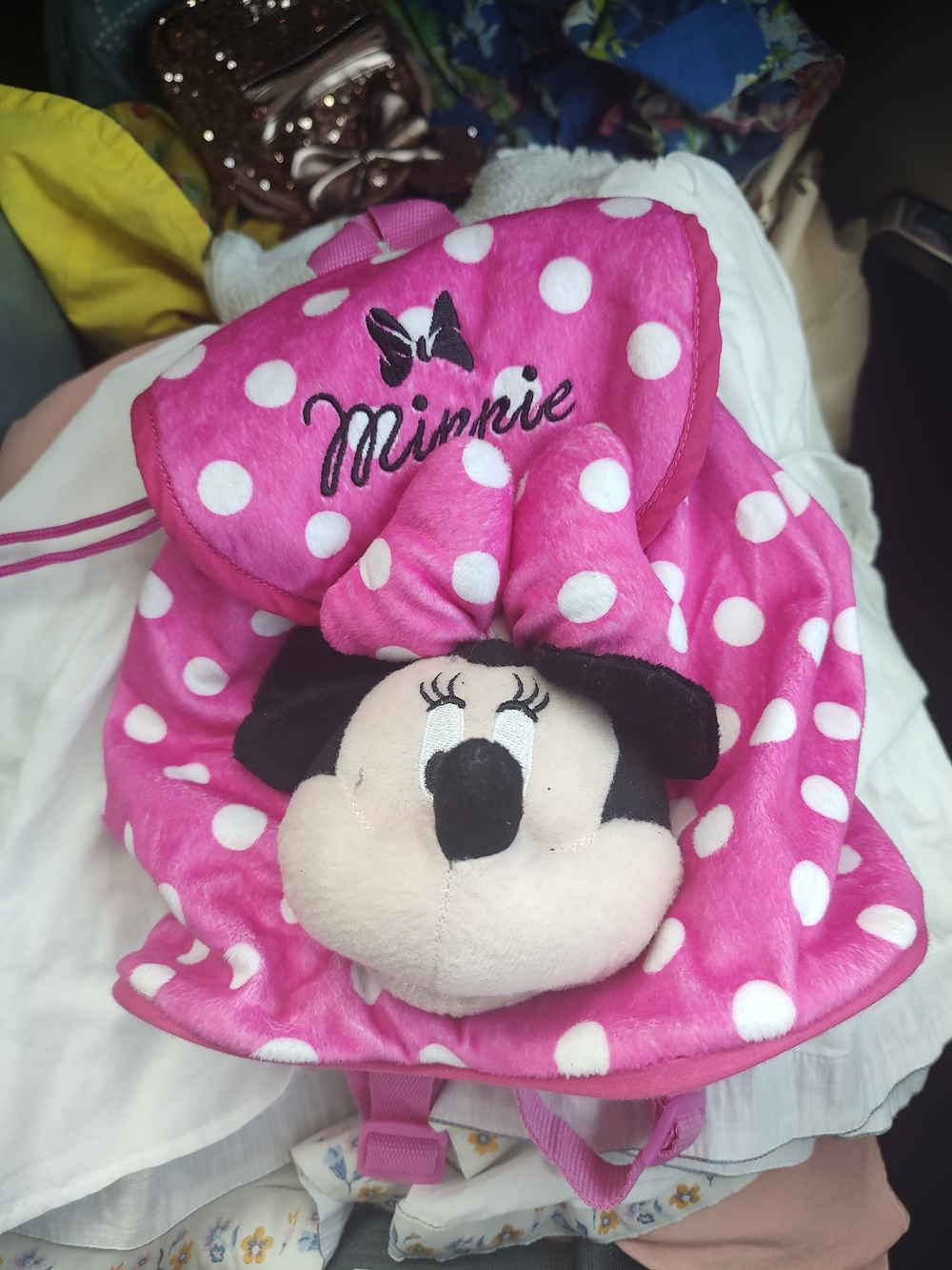 Disney Minnie Mouse Hot Pink Polka Dot Plush MiniBackpack #backtoschool #school